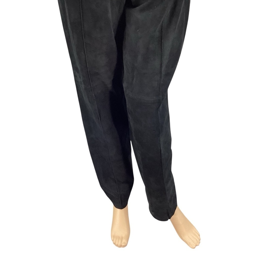 Vintage Pia Rucci Leather High Waist Pleated Tapered Pants Black M - Picture 4 of 7